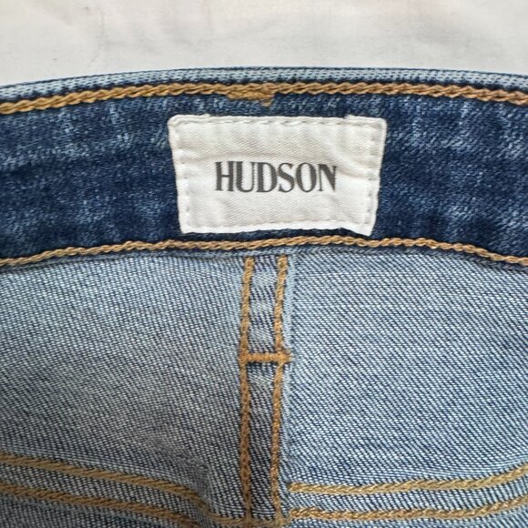 EUC Hudson Jeans Heidi Flare Distressed Hem Women’s Size 26 Blue Denim - Picture 4 of 7